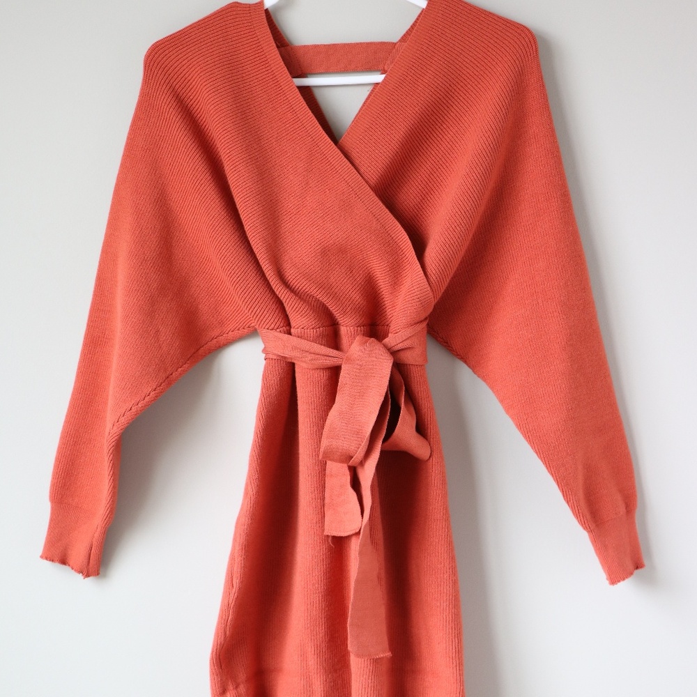 Crimson Orange Sweater Dress